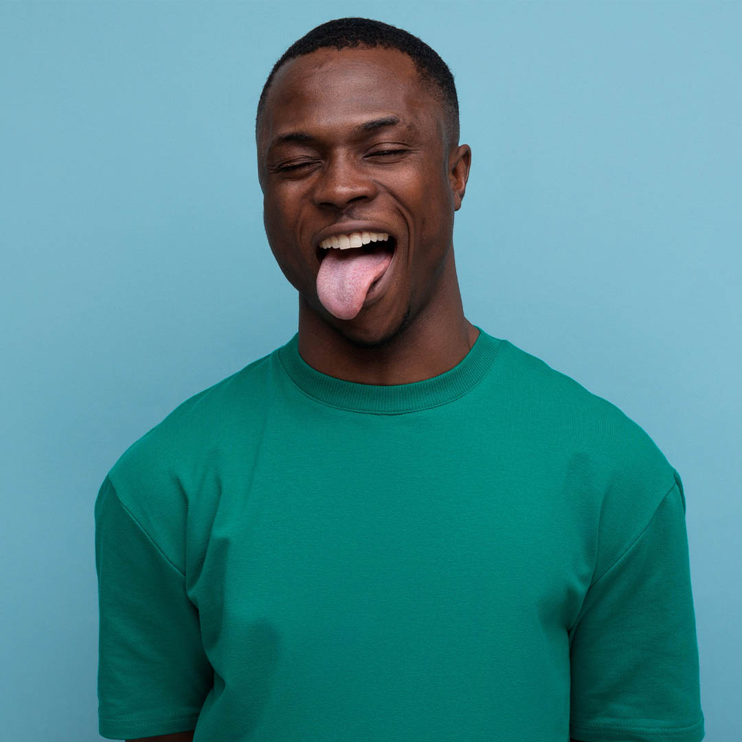 Man sticking tongue out